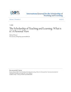 The Scholarship of Teaching and Learning: What is it? A Personal