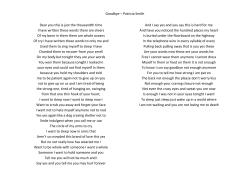 Goodbye &ndash; Patricia Smith Dear you this is just the thousandth time I