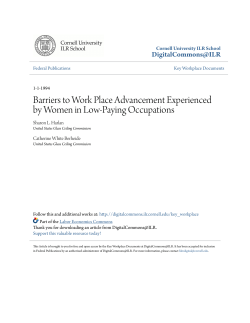 Barriers to Work Place Advancement Experienced by Women in Low