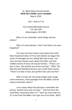 Dr. Mark Owen Fenstermacher NEW DAY LIVING: Love`s Hardball