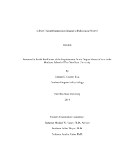 Is Poor Thought Suppression Integral to Pathological Worry