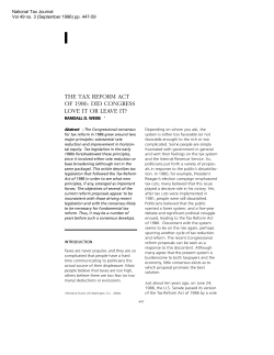 the tax reform act of 1986: did congress love it or leave it?