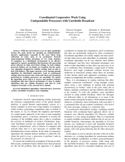 Coordinated Cooperative Work Using Undependable Processors