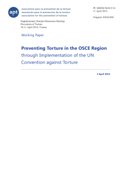 Preventing Torture in the OSCE Region through Implementation of