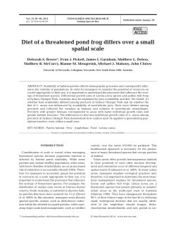 Diet of a threatened pond frog differs over a small spatial scale