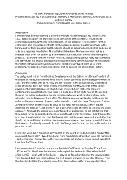 The diary of Douglas Jay: from dictation to online resource