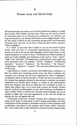 Private irony and liberal hope