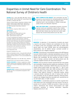 Disparities in Unmet Need for Care Coordination: The