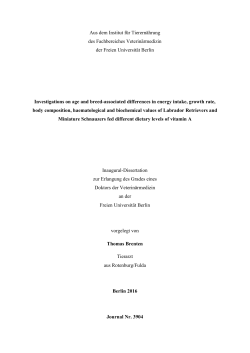 Aus dem Institut f&uuml;r Tierern&auml;hrung des - diss.fu