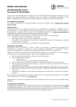 NNZ Life Membership Nomination Form