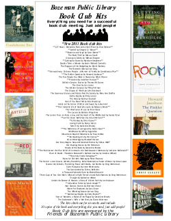 Books for Book Clubs at Bozeman Public Library