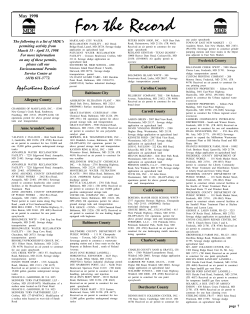 For the Record - Maryland Department of the Environment