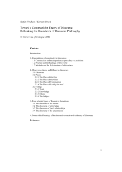 Toward a Constructivist Theory of Discourse: Rethinking the