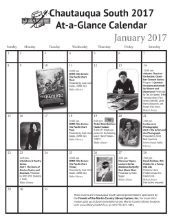 2017 Chautauqua South Events At-a-Glance