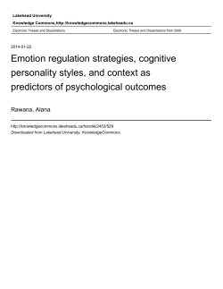 Emotion regulation strategies, cognitive personality styles, and