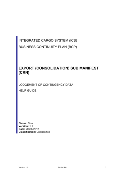 Export Sub Manifest (CRN)