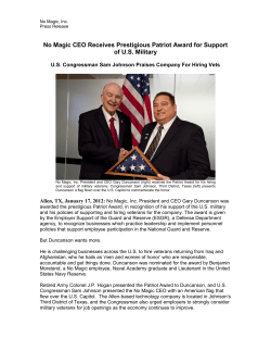 No Magic CEO Receives Prestigious Patriot Award for Support of