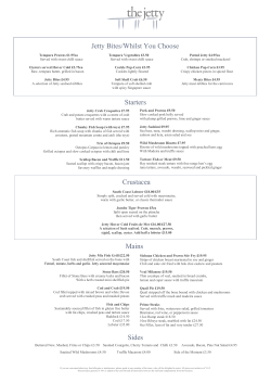 Jetty Bites/Whilst You Choose Mains Crustacea Starters Sides