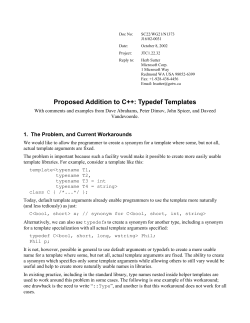 Proposed Addition to C++: Typedef Templates