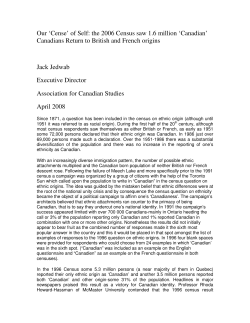 Our `Cense` of Self: the 2006 Census saw 1.6 million `Canadian