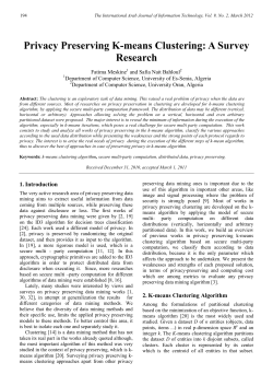 Privacy Preserving K means Clustering: A Survey Research