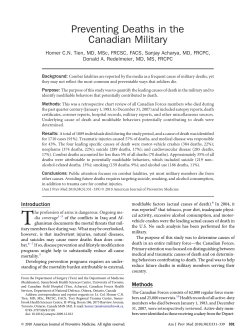 Preventing Deaths in the Canadian Military