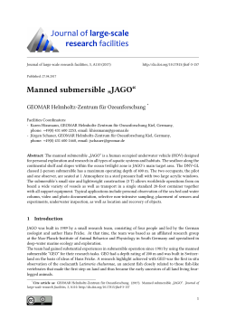 Manned submersible &bdquo;JAGO&ldquo; - Journal of large