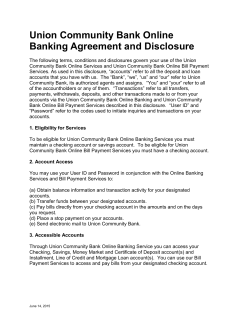 Union Community Bank Online Banking Agreement and Disclosure