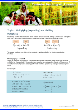 Topic 1: Multiplying (expanding) and dividing