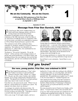 Message from Friar Dan Gurnick, OFM