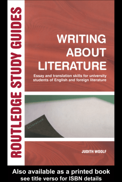 Writing About Literature: Essay and Translation Skills for University
