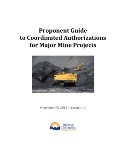 Proponent Guide to Coordinated Authorizations for Major Mine