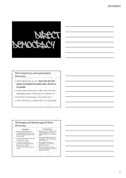 Direct democracy and representative democracy Advantages and
