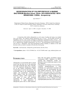 Biodegradation of Chlorpyrifos by a Marine Bacterium Bacillus