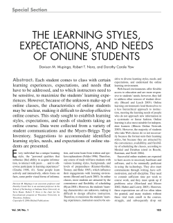 THE LEARNING STYLES, EXPECTATIONS, AND NEEDS OF