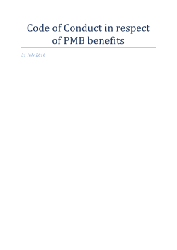 Code of Conduct in respect of PMB benefits