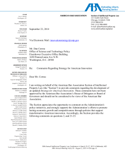 Comments Regarding Strategy for American Innovation