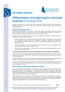Differentiation and planning for individual students