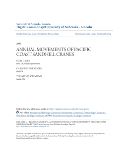 ANNUAL MOVEMENTS OF PACIFIC COAST SANDHILL CRANES