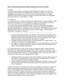 Rule 2.612 Social Security Number Redaction Local Court Rule I