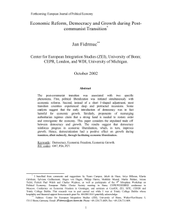 Economic Reform, Democracy and Growth during Post