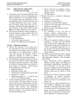 2.411 DIPLOMATIC IMMUNITY, CONSULAR AFFAIRS (1.2.5, 61.1.3