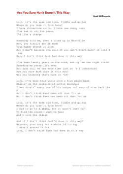 Hank Williams Jr. Are You Sure Hank Done It This Way