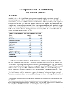 The Impact of TPP on US Manufacturing
