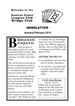 NEWSLETTER Bridge Club B RIDGEMATE ETIQUETTE