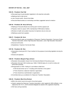 HISTORY OF THE VEA &ndash; 1934&mdash;2007 1934