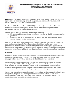 Arizona AAP Autism Consensus Statement