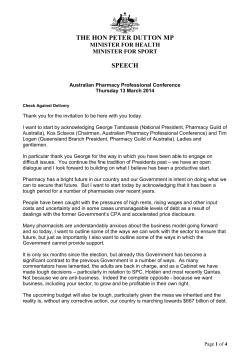 THE HON PETER DUTTON MP SPEECH