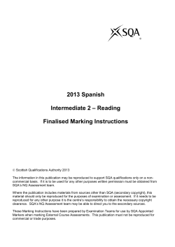 2013 Spanish Intermediate 2 – Reading Finalised Marking