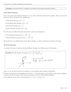 Precalculus: 2.2 Graphs of Relations and Functions Concepts